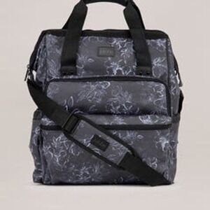 JuJuBe Dr Mom Diaper Bag Multicarry Backpack Black White Floral NWT Changing Pad